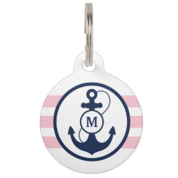 Pink Nautical Monogram Pet Tag