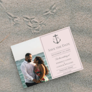 Pink Nautical Monogram Photo Save the Date