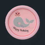 Pink Nautical Ocean Whale Birthday Party Plate<br><div class="desc">Sweet Whale artwork adorns this party plate. Great for birthdays,  baby showers,  or other sea,  ocean,  and nautical related party ideas.</div>