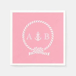 Pink Nautical Rope and Anchor Monogrammed Napkins