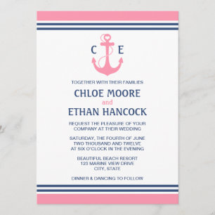 Pink Nautical Wedding Invitations