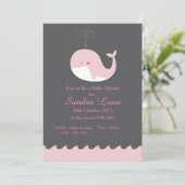 Pink Nautical Whale Baby Shower Invitation (Standing Front)