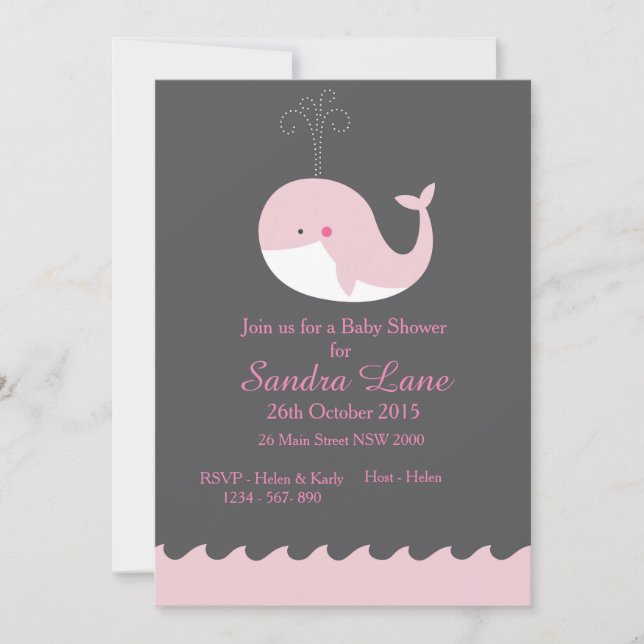 Pink Nautical Whale Baby Shower Invitation (Front)