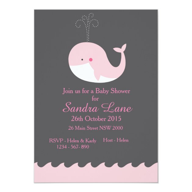 Pink Nautical Whale Baby Shower Invitation