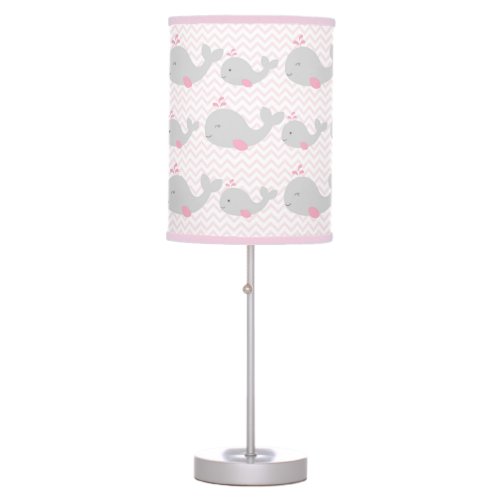 Pink Nautical Whale Nursery Table Lamp