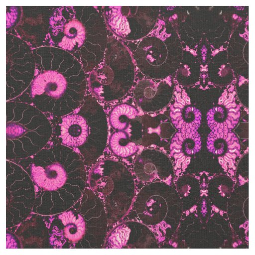 Pink Nautilus abstract fossil shell pattern  Fabric