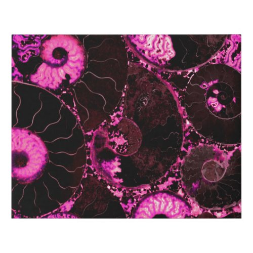 Pink Nautilus fossil shell pattern  Faux Canvas Print