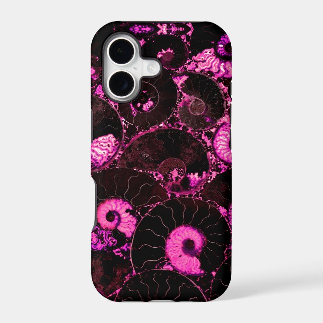 Pink Nautilus fossil shell pattern  Iphone Case (Back)