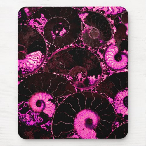 Pink Nautilus fossil shell pattern  Mouse Pad