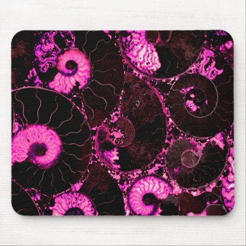 Pink Nautilus fossil shell pattern  Mouse Pad