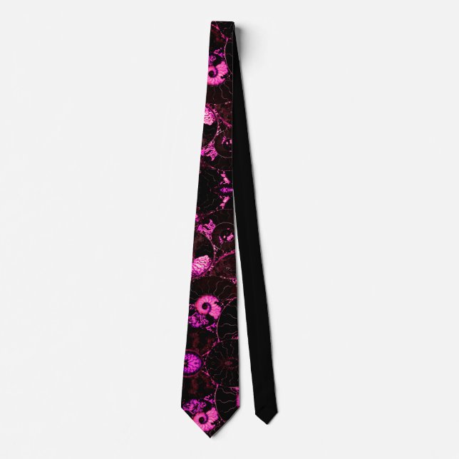 Pink Nautilus fossil shell pattern  Neck Tie (Front)