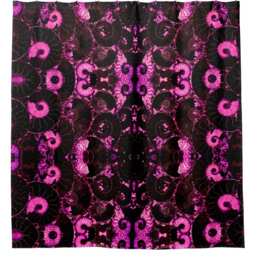 Pink Nautilus fossil shell pattern  Shower Curtain