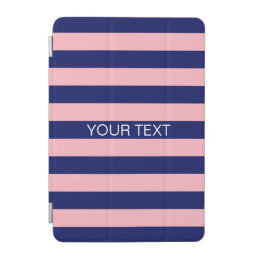 Pink Navy 5c Horiz Preppy Stripe Name Monogram iPad Mini Cover