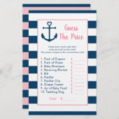 Pink Navy Anchor Guess The Price Shower Game (Front/Back)