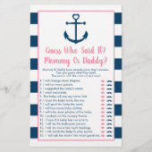 Pink Navy Anchor Guess Who Said It Shower Game (Front)