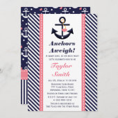 Pink Navy Anchor Nautical Baby Shower Invitations (Front/Back)