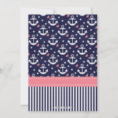Pink Navy Anchor Nautical Baby Shower Invitations (Back)