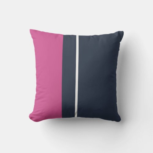 Pink Navy and White Striped Modern Outdoor Pillow