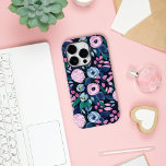 Pink Navy Blue Floral Bouquet Watercolor Pattern C Case-Mate iPhone 14 Pro Case<br><div class="desc">This modern and elegant watercolor pattern is perfect for the trendy and stylish woman. It features hand-painted berry pink, blush pink, navy blue, pastel blue, neon yellow, and teal green flowers and leaves pattern on top of a dark navy blue background. It's artsy, pretty, girly, delicate, and sweet; the perfect...</div>