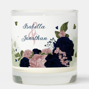 pink navy blue flowers greenery wedding scented candle