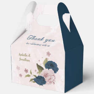 pink navy blue flowers wedding favor boxes