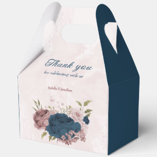 pink navy blue flowers wedding  favor boxes