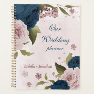 pink navy blue flowers wedding planner