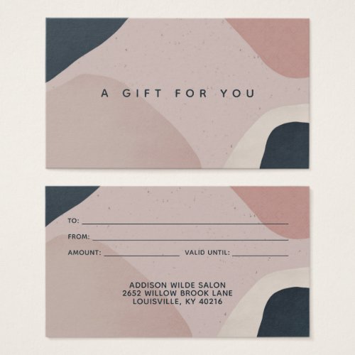 Custom Gift Certificates 8 Pink Navy Blue Modern Abstract Shapes Gift Card