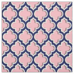 Pink, Navy Blue Moroccan Quatrefoil #5DS Fabric