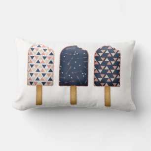 Pink Navy Blue Popsicles Trendy Ice Cream  Lumbar Pillow