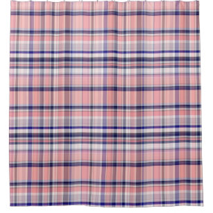 Pink Blue Plaid Shower Curtains Zazzle