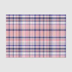 Pink Navy Blue White Preppy Madras Plaid Tissue Paper