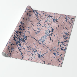 Pink Navy Blue Wrapping Paper