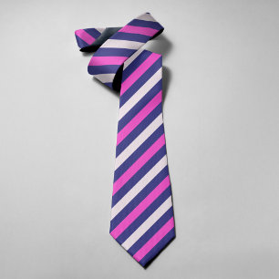 Pink Navy Blush Stripes Vintage 80s 90s Wedding Neck Tie