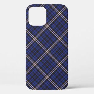 Pink Navy Diagonal Plaid Tartan textured Seamless iPhone 12 Case