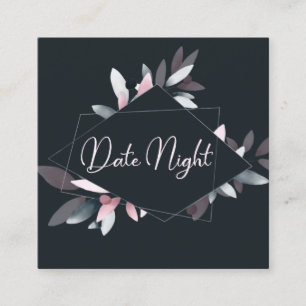 Pink Navy Elegant Soft Watercolor Date Night Card