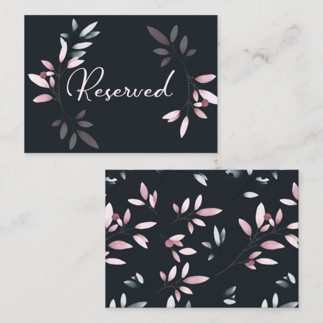 Pink Navy Elegant Watercolor Floral Place Card (Front/Back)