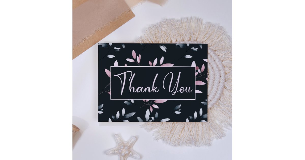 Pink Navy Elegant Watercolor Floral Thank You Card | Zazzle