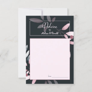 Pink Navy Elegant Watercolor Wedding Advice Card