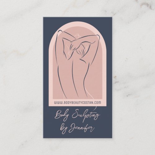 Pink Navy Elegant Woman Body Sculpting Contouring Business Card