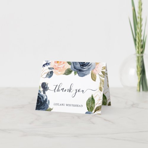 Pink Navy Floral Baby Shower Thank You Card
