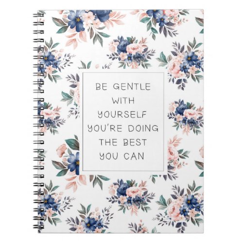 Pink Navy Floral Mental Health Self Care Notebook