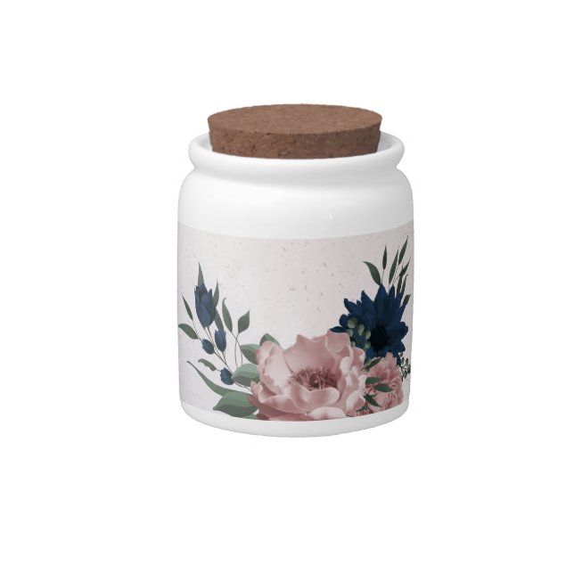pink & navy flowers botanical candy jar (Front)