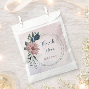 pink & navy flowers botanical wedding favor bag