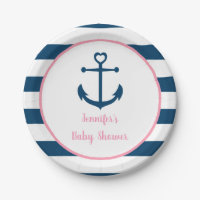 Pink Navy Girl Nautical Anchor Baby Shower