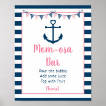 Pink Navy Girl Nautical Anchor Mimosa Bar Poster