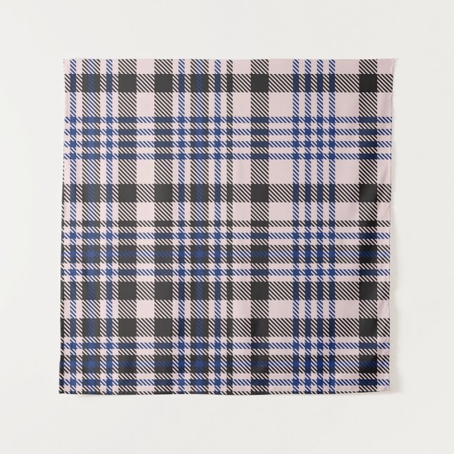 Pink Navy Glen Plaid textured seamless patternabst Tapestry (Front)