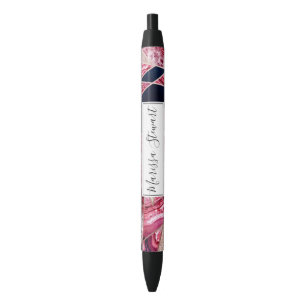Pink Navy Glitter Agate Foil Geometric Triangles Pen