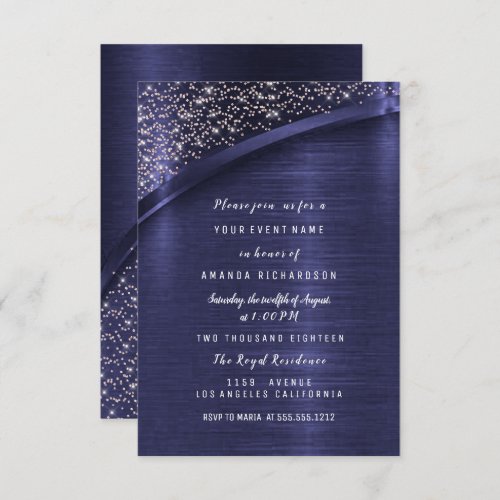 Pink Navy Glitter Bridal Shower Birthday Sweet 16t Invitation