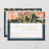 Pink navy gold romantic bride to be recipe card (Front/Back)